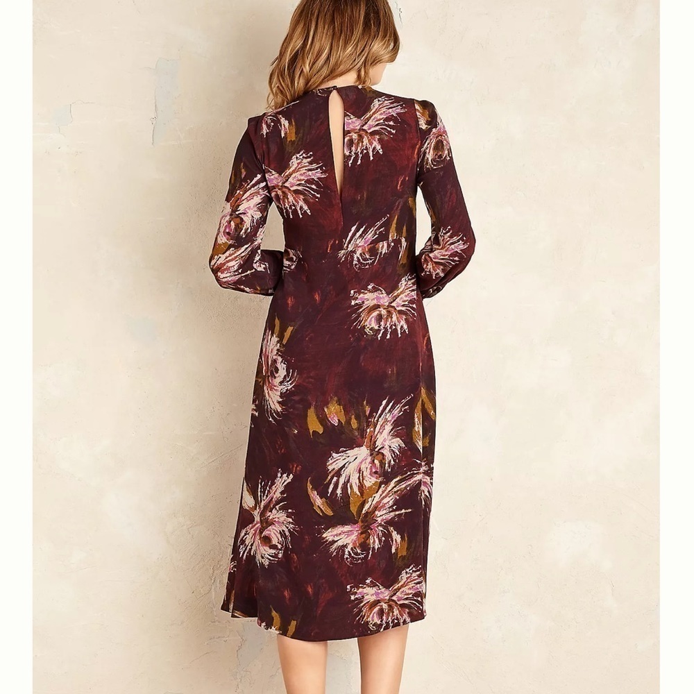 Midi Dress in Deep Plum Floral - Picture 2 of 15